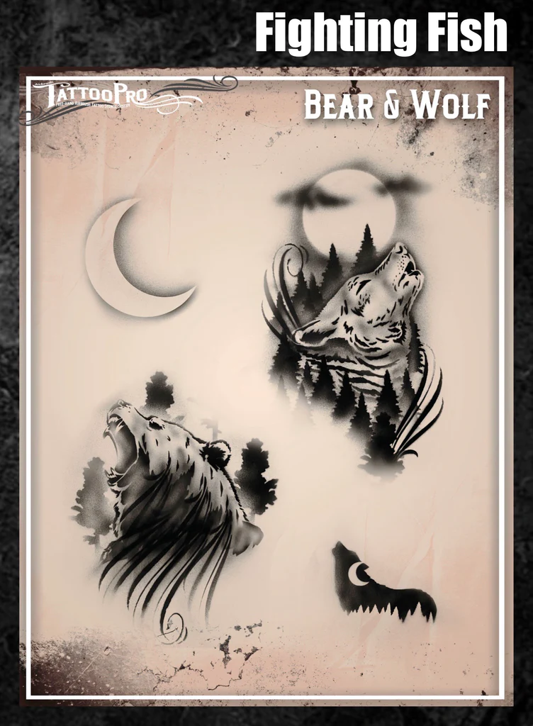 Tattoo Pro™ Wiser's Airbrush TattooPro Stencil – Wolf & Bear