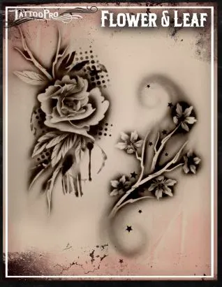Tattoo Pro™ Wiser's Airbrush TattooPro Stencil - Flower And Leafs