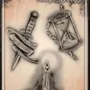 Tattoo Pro™ Wiser's Airbrush TattooPro Stencil - Hourglass & Dagger