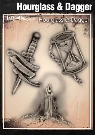 Tattoo Pro™ Wiser's Airbrush TattooPro Stencil - Hourglass & Dagger