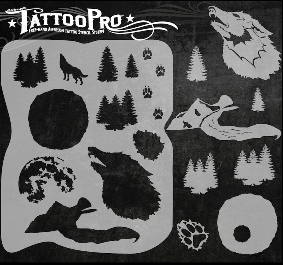Tattoo Pro™ Wiser's Airbrush TattooPro Stencil – Howlin At The Moon - Afbeelding 2