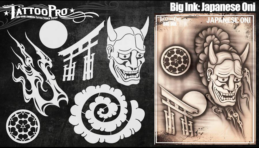 Tattoo Pro™ Wiser's Airbrush TattooPro Stencil – Big Ink - Japanese Oni - Afbeelding 2