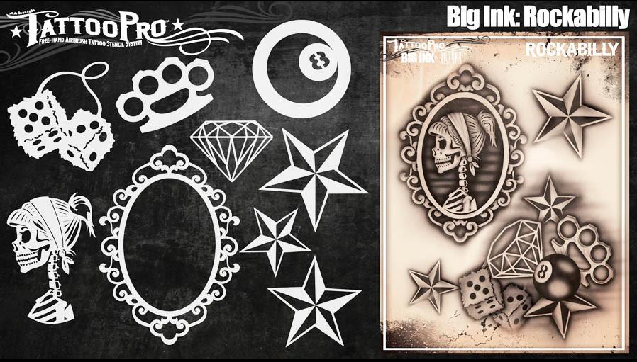Tattoo Pro™ Wiser's Airbrush TattooPro Stencil – Big Ink - Rockabilly - Afbeelding 2