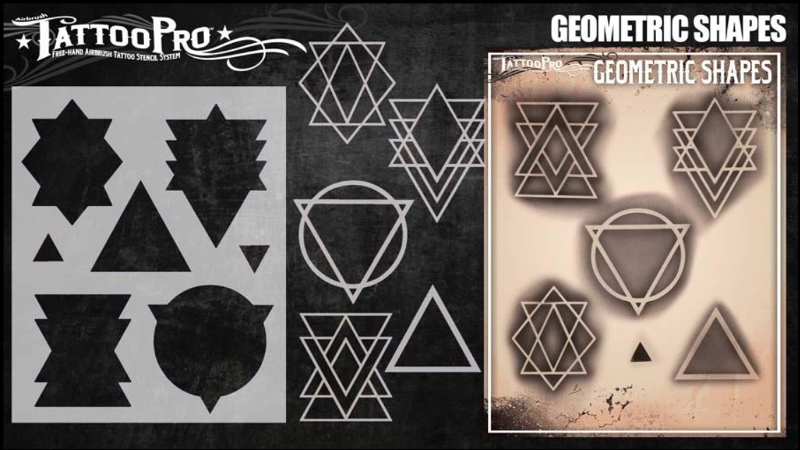 Tattoo Pro™ Wiser's Airbrush TattooPro Stencil – Geometric Shapes - Afbeelding 2