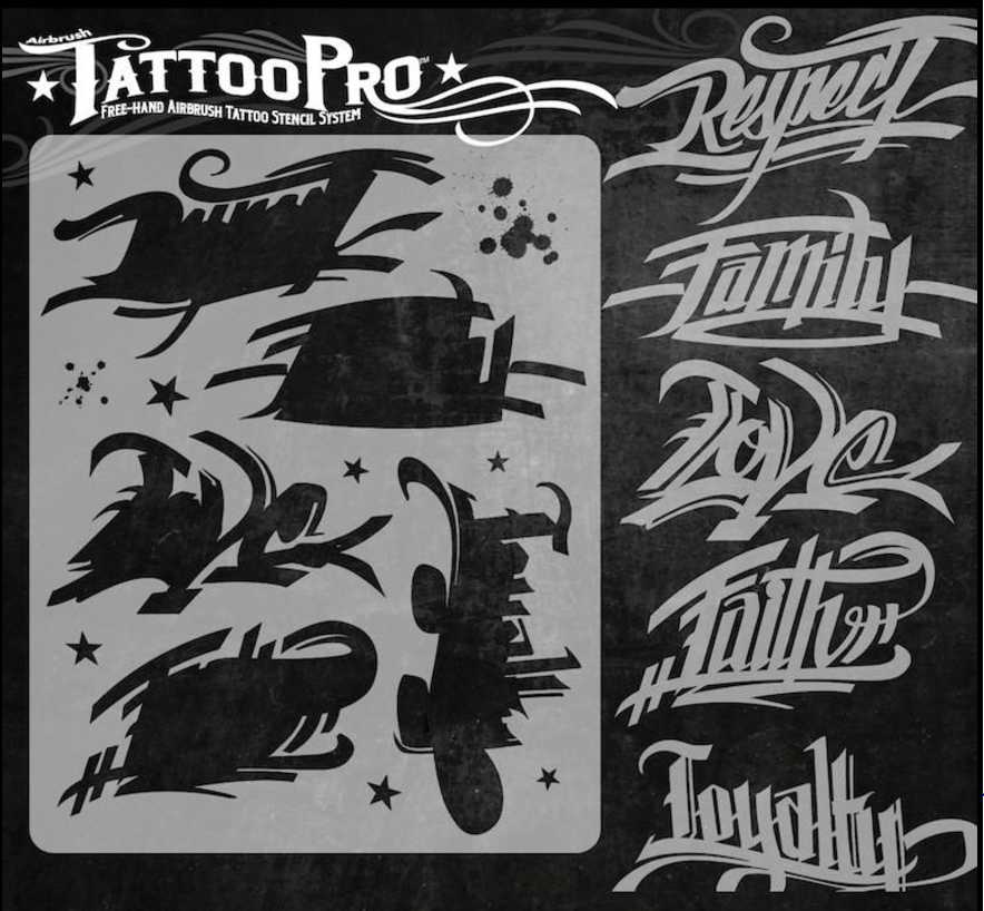 Tattoo Pro™ Wiser's Airbrush TattooPro Stencil – Good Words - Afbeelding 2