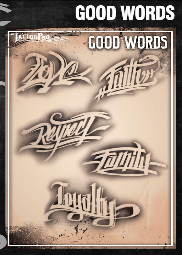 Tattoo Pro™ Wiser's Airbrush TattooPro Stencil – Good Words