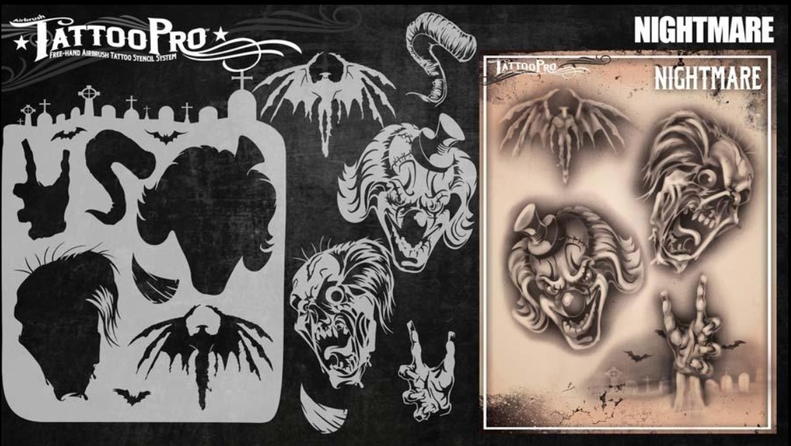 Tattoo Pro™ Wiser's Airbrush TattooPro Stencil – Nightmare - Afbeelding 2