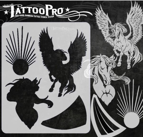 Tattoo Pro™ Wiser's Airbrush TattooPro Stencil – Pegasus - Afbeelding 2