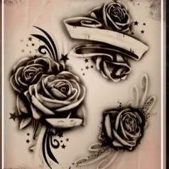 Tattoo Pro™ Wiser's Airbrush TattooPro Stencil - Roses And Scrolls