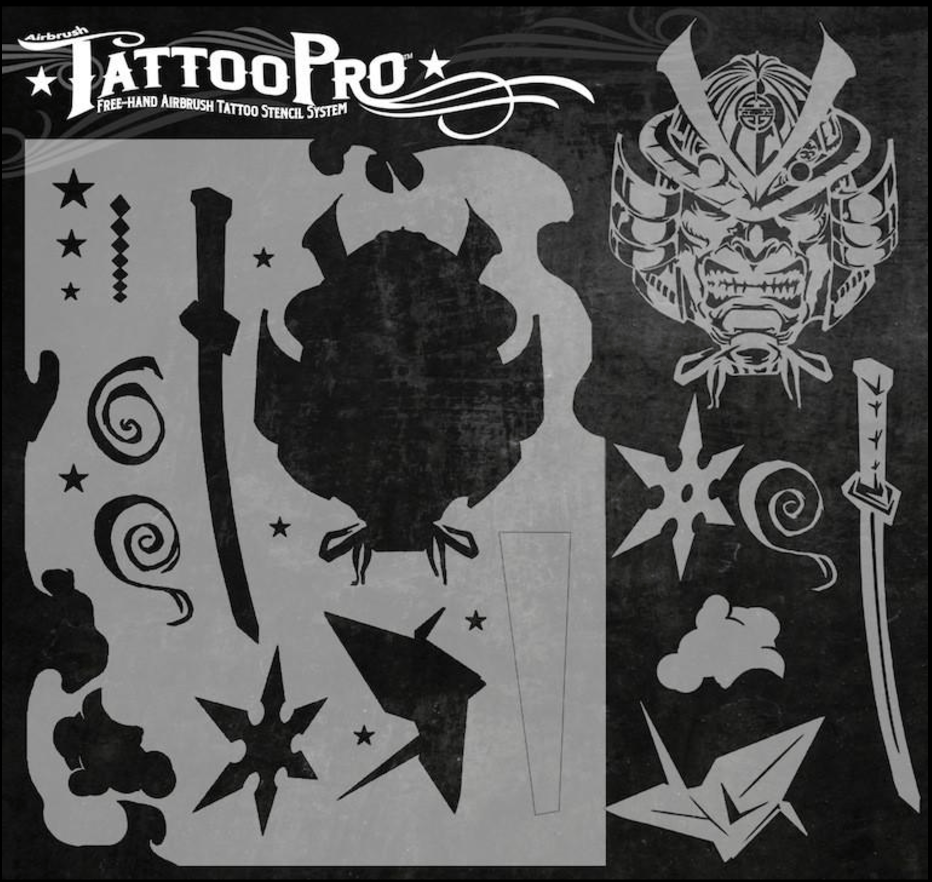 Tattoo Pro™ Wiser's Airbrush TattooPro Stencil – Samurai - Afbeelding 2