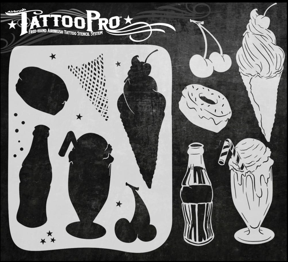 Tattoo Pro™ Wiser's Airbrush TattooPro Stencil – Soda Shoppe - Afbeelding 2