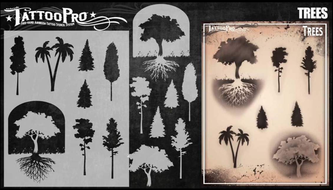 Tattoo Pro™ Wiser's Airbrush TattooPro Stencil – Trees - Afbeelding 2