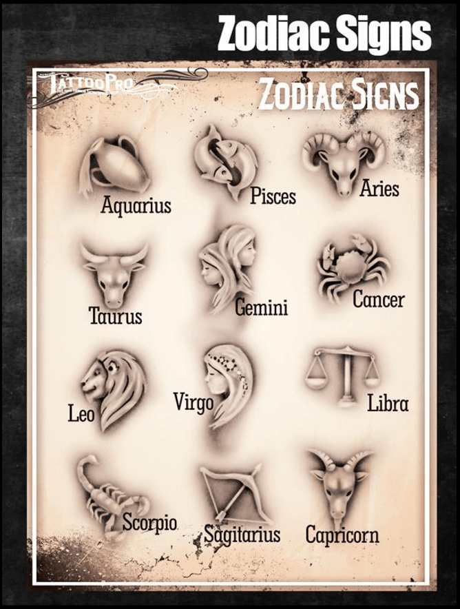 Tattoo Pro™ Wiser's Airbrush TattooPro Stencil – Zodiac