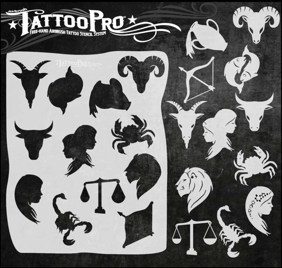 Tattoo Pro™ Wiser's Airbrush TattooPro Stencil – Zodiac - Afbeelding 2